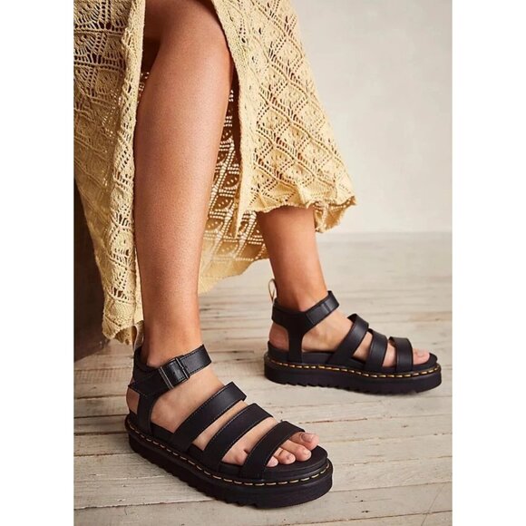 Dr. Martens Women's Blaire Platform Gladiator Sandal in Black Size 9 - Picture 1 of 12